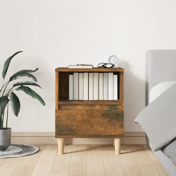 Sengeborde 2 stk. 40x35x50 cm røget egetræsfarve - Sengebord - Sengeborde - Home & Living