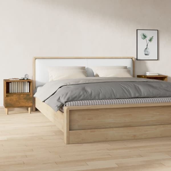 Sengeborde 2 stk. 40x35x50 cm røget egetræsfarve - Sengebord - Sengeborde - Home & Living