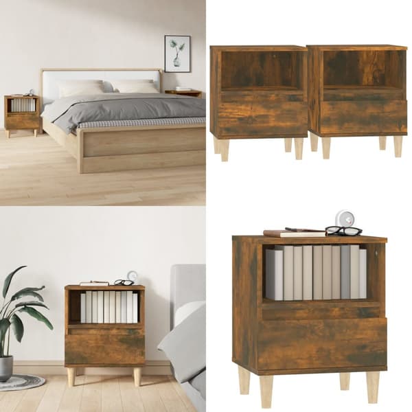 Sengeborde 2 stk. 40x35x50 cm røget egetræsfarve - Sengebord - Sengeborde - Home & Living