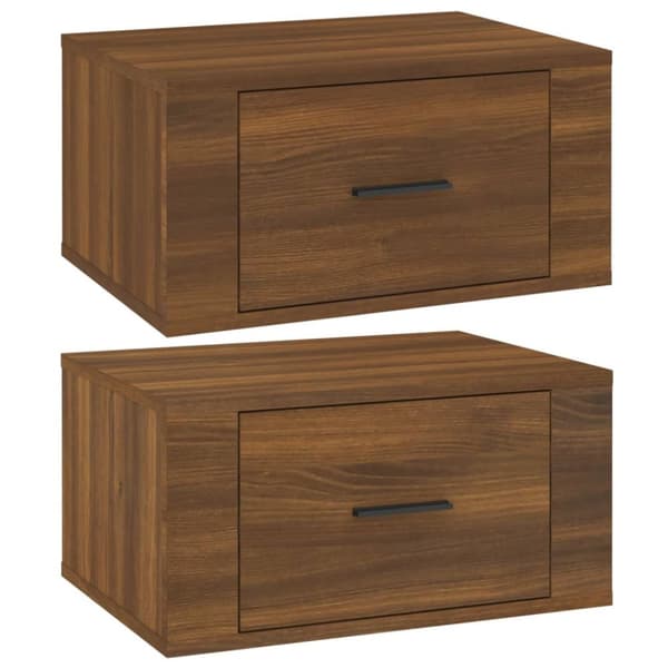 Väggmonterat sängbord 2 st brun ek 50x36x25 cm - Sängbord - Nattduksbord - Home & Living