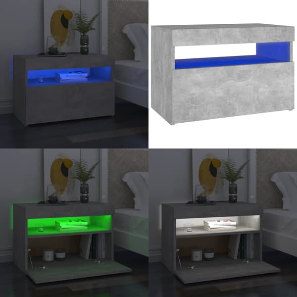 Sengebord med LED-lys 60x35x40 cm betongrå - Sengebord - Sengeborde - Home & Living