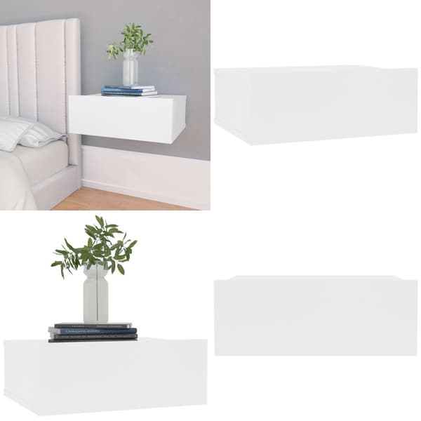 Svävande sängbord vit 40x30x15 cm konstruerat trä - Svävande Sängbord - Svävande Bord - Home & Living