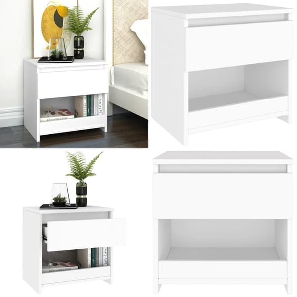 Sängbord vit 40x30x39 cm konstruerat trä - Sängbord - Säng Bord - Home & Living
