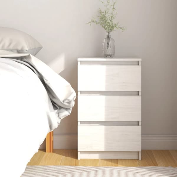 Sengeskab 40x29,5x64 cm massivt fyrretræ hvid - Sengebord - Sengeborde - Home & Living