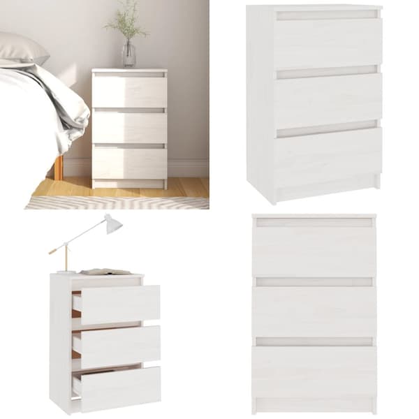 Sengeskab 40x29,5x64 cm massivt fyrretræ hvid - Sengebord - Sengeborde - Home & Living