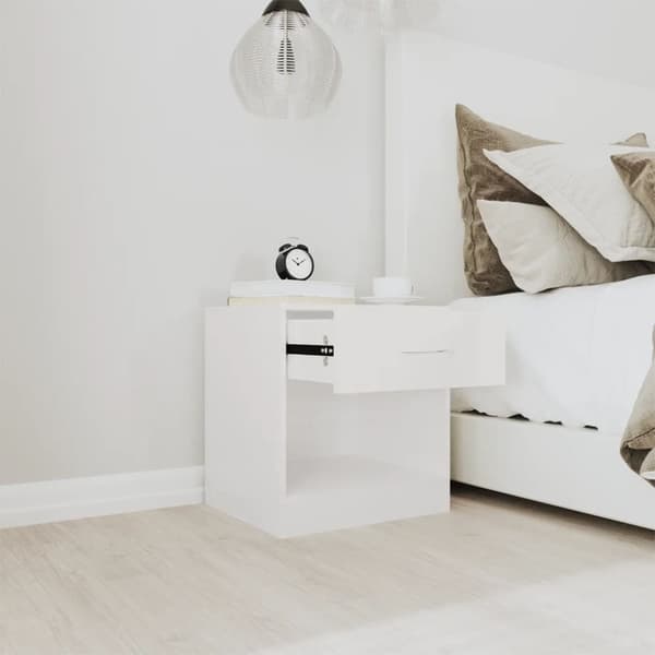 Sengeborde 2 stk. Med skuffe hvid højglans - Sengebord - Sengeborde - Home & Living
