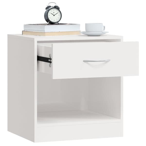 Sengeborde 2 stk. Med skuffe hvid højglans - Sengebord - Sengeborde - Home & Living