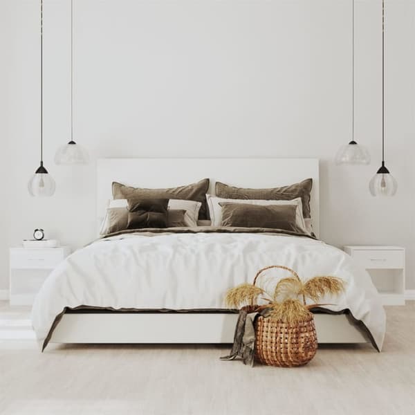 Sengeborde 2 stk. Med skuffe hvid højglans - Sengebord - Sengeborde - Home & Living