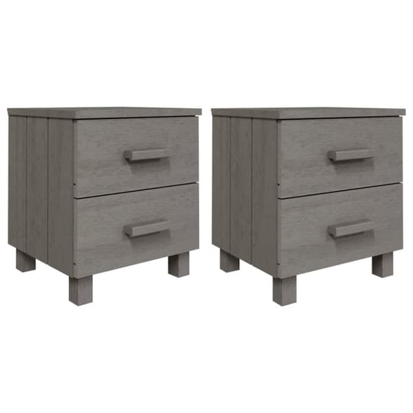 Yöpöydät HAMAR 2 kpl vaaleanharmaa 40x35x44,5 cm täysi puu - Yöpöytä - Yöpöydät - Home & Living