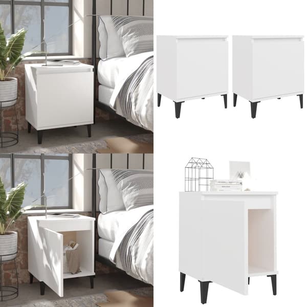 Sengeborde med metalben 40x30x50 cm hvid - Sengebord - Sengeborde - Home & Living