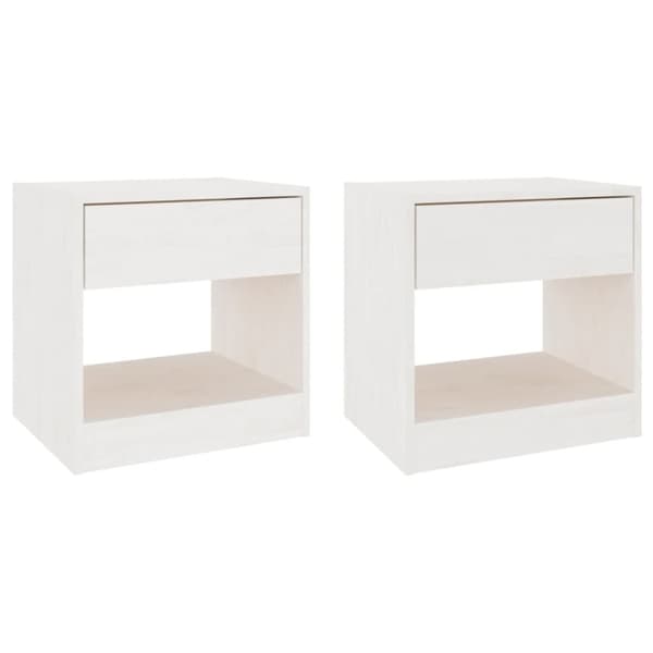 Sengeborde 2 stk. 40x31x40 cm massivt fyrretræ hvid - Sengeskab - Sengeskabe - Home & Living