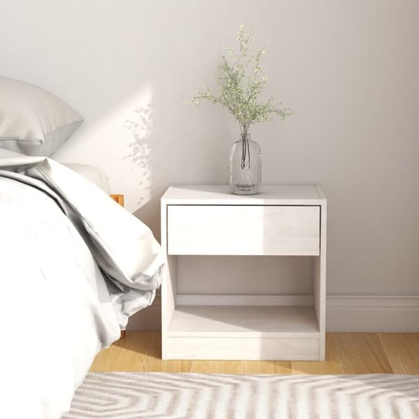 Sengeborde 2 stk. 40x31x40 cm massivt fyrretræ hvid - Sengeskab - Sengeskabe - Home & Living