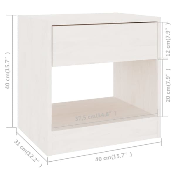 Sengeborde 2 stk. 40x31x40 cm massivt fyrretræ hvid - Sengeskab - Sengeskabe - Home & Living
