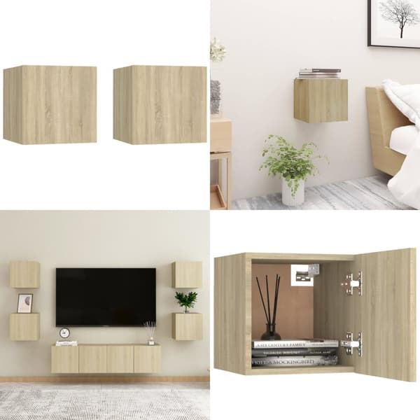 Sengeskabe 2 stk. 30,5x30x30 cm sonoma-eg - Sengeskab - Sengeskabe - Home & Living