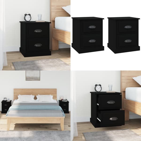 Sängbord 2 st svart 39x39x47,5 cm konstruerat trä - Sängbord - Nattduksbord - Home & Living