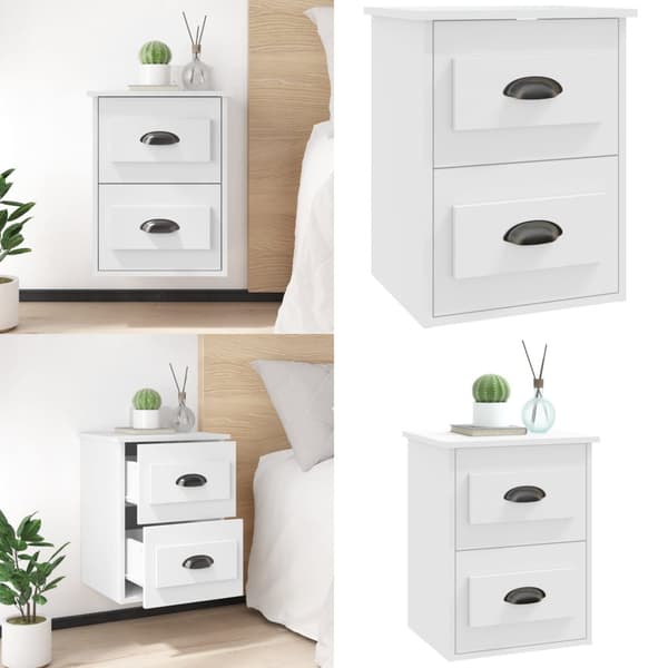 Väggmonterade sängbord vit 41,5x36x53cm - Sängbord - Nattduksbord - Home & Living