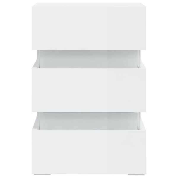 Sängskåp LED vit högglans 45x35x67 cm spånskiva - Sängbord - Säng Bord - Home & Living