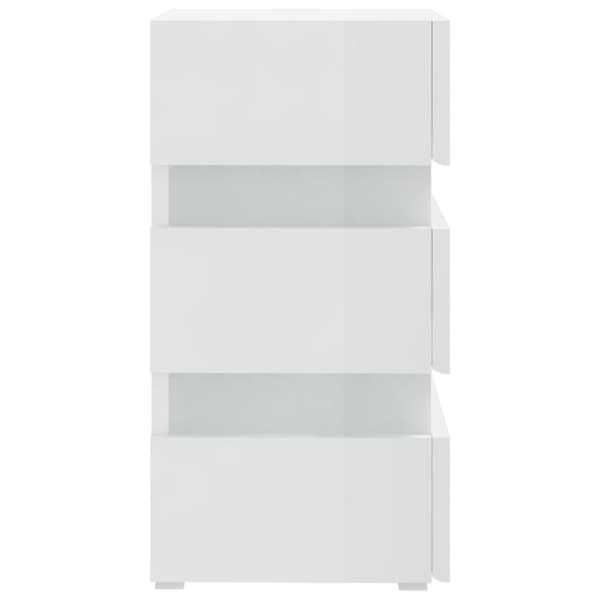 Sängskåp LED vit högglans 45x35x67 cm spånskiva - Sängbord - Säng Bord - Home & Living