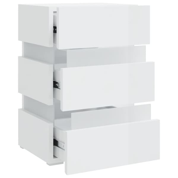 Sängskåp LED vit högglans 45x35x67 cm spånskiva - Sängbord - Säng Bord - Home & Living