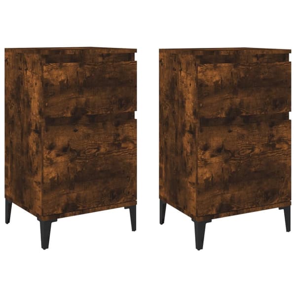 Sängbord 2 st rökfärgad ek 40x35x70 cm - Sängbord - Nattduksbord - Home & Living