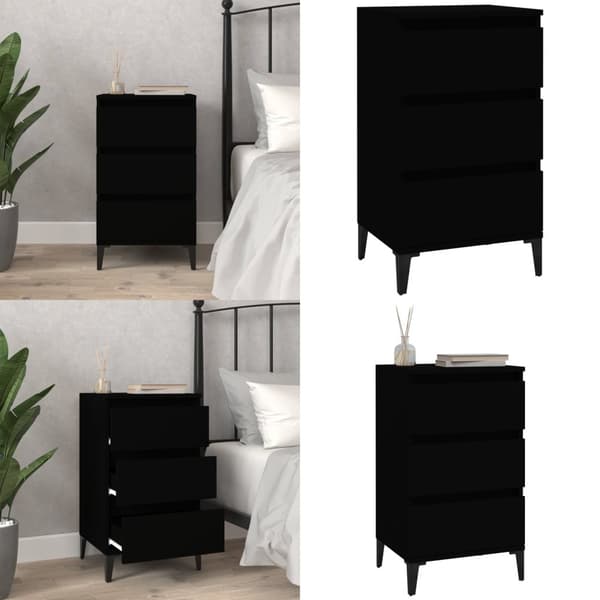 Sengebord 40x35x70 cm konstrueret træ sort - Sengebord - Sengeborde - Home & Living