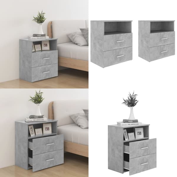 Yöpöydät 2 kpl betoninharmaa 50x32x60 cm - Yöpöytä - Yöpöydät - Home & Living