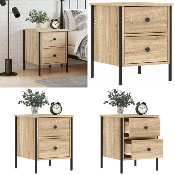 Sängbord sonoma-ek 40x42x50 cm konstruerat trä - Sängbord - Nattduksbord - Home & Living