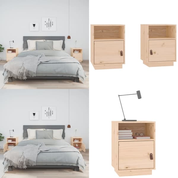 Sengeborde 2 stk. 40x34x55 cm massivt fyrretræ - Sengebord - Sengeborde - Home & Living
