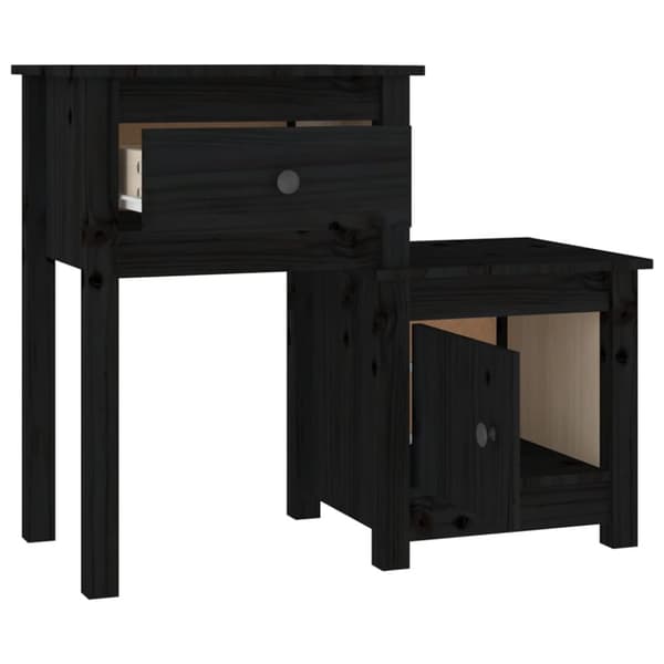 Sengeborde 2 stk. 79,5x38x65,5 cm massivt fyrretræ sort - Sengebord - Sengeborde - Home & Living