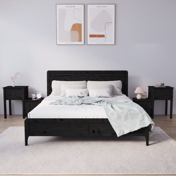 Sengeborde 2 stk. 79,5x38x65,5 cm massivt fyrretræ sort - Sengebord - Sengeborde - Home & Living