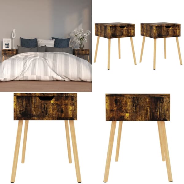 Sengeborde 2 stk. 40x40x56 cm spånplade røget eg - Sengeskab - Sengeskabe - Home & Living