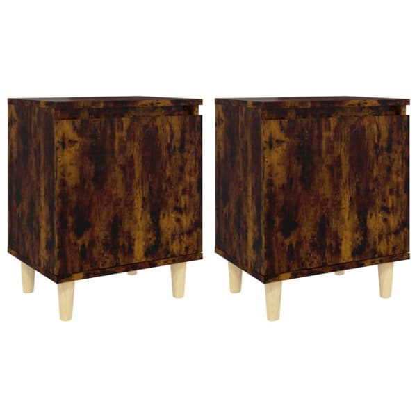 Sengeborde 2 stk. Med massive træben 40x30x50 cm røget egetræ - Sengebord - Sengeborde - Home & Living