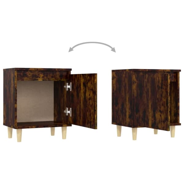 Sengeborde 2 stk. Med massive træben 40x30x50 cm røget egetræ - Sengebord - Sengeborde - Home & Living