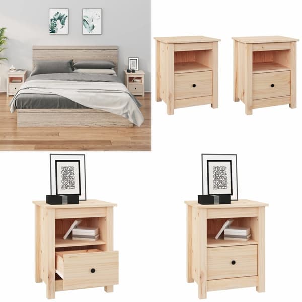 Sengeborde 2 stk. 40x35x49 cm massivt fyrretræ - Sengebord - Sengeborde - Home & Living