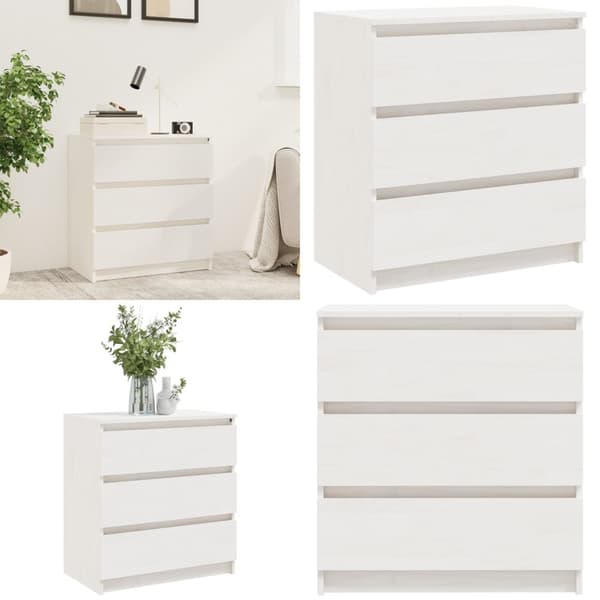 Sengeskab 60x36x64 cm massivt fyrretræ hvid - Sengeskab - Sengeskabe - Home & Living