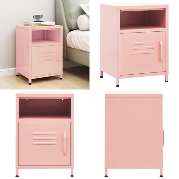 Yöpöytä pinkki 35x35x51 cm teräs - Yöpöytä - Yöpöydät - Home & Living