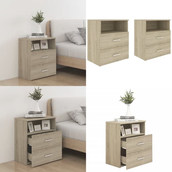 Sengeskabe 2 stk. 50x32x60 cm sonoma-eg - Sengeskab - Sengeskabe - Home & Living