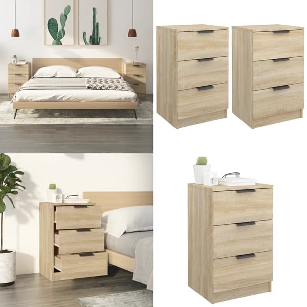 Sengeborde 2 stk. 40x36x65 cm sonoma-eg - Sengebord - Sengeborde - Home & Living