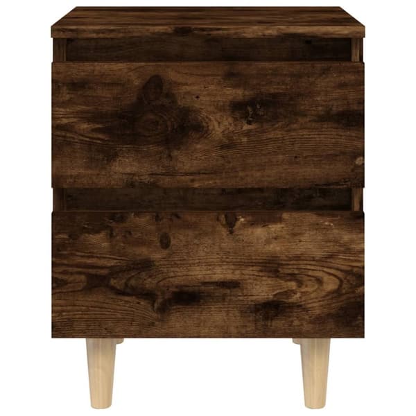 Sengebord med massive træben 40x35x50 cm røget egetræsfarve - Sengebord - Sengeborde - Home & Living