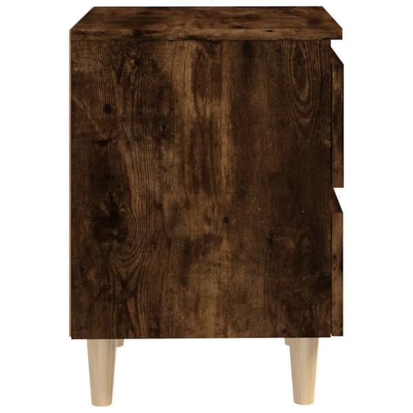 Sengebord med massive træben 40x35x50 cm røget egetræsfarve - Sengebord - Sengeborde - Home & Living