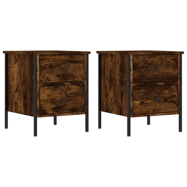 Sengeborde 2 stk. 40x42x50 cm konstrueret træ røget egetræ - Sengebord - Sengeborde - Home & Living