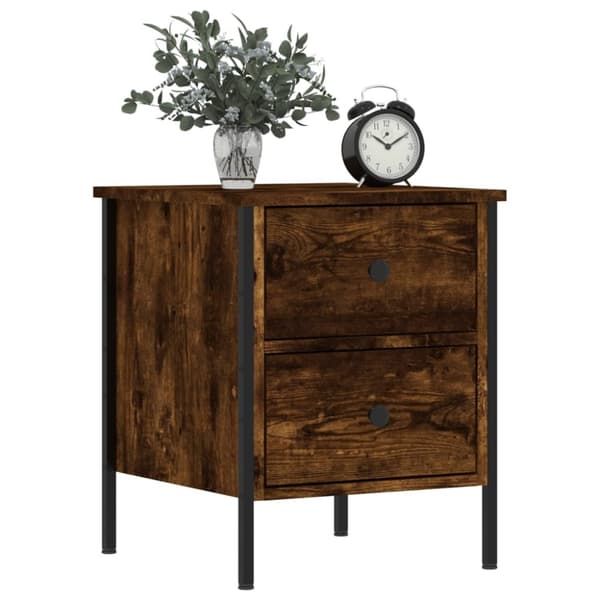 Sengeborde 2 stk. 40x42x50 cm konstrueret træ røget egetræ - Sengebord - Sengeborde - Home & Living