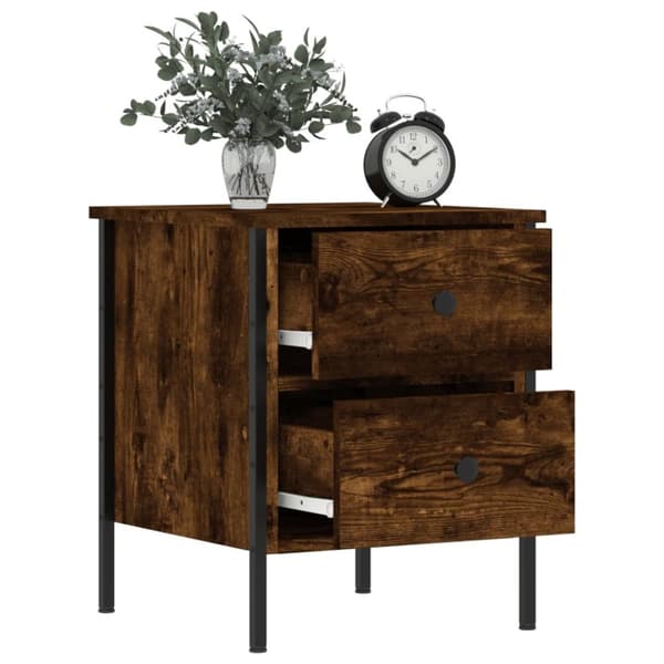 Sengeborde 2 stk. 40x42x50 cm konstrueret træ røget egetræ - Sengebord - Sengeborde - Home & Living