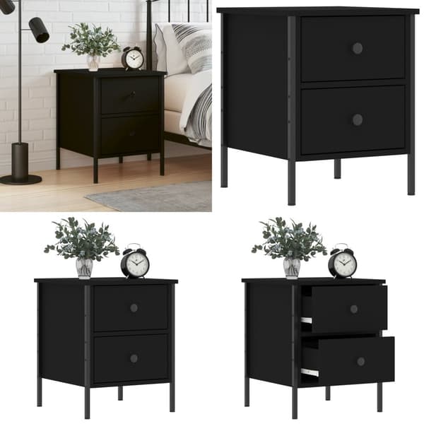 Sengebord 40x42x50 cm konstrueret træ sort - Sengebord - Sengeborde - Home & Living