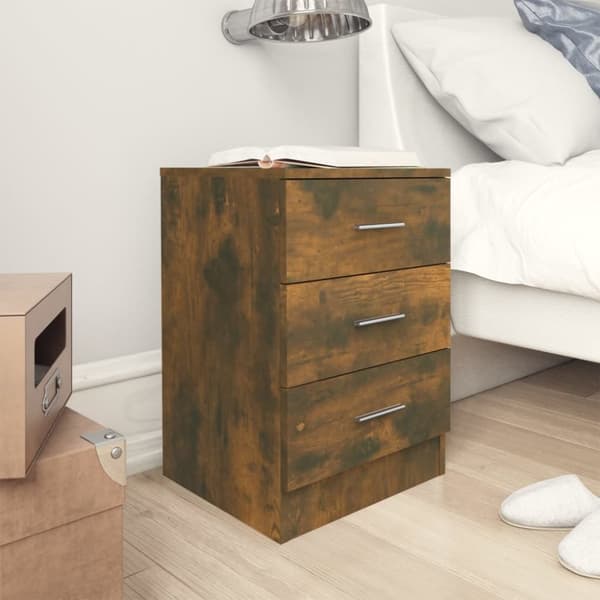 Sengebord 38x35x56 cm konstrueret træ røget egetræsfarve - Sengebord - Sengeborde - Home & Living