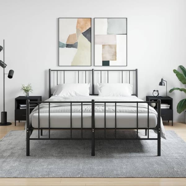Sengeborde 2 stk. 40x35x47,5 cm konstrueret træ sort - Sengebord - Sengeborde - Home & Living