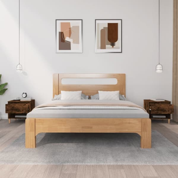 Sängbord 2 st rökfärgad ek 50x46x50 cm konstruerat trä - Sängbord - Säng Bord - Home & Living