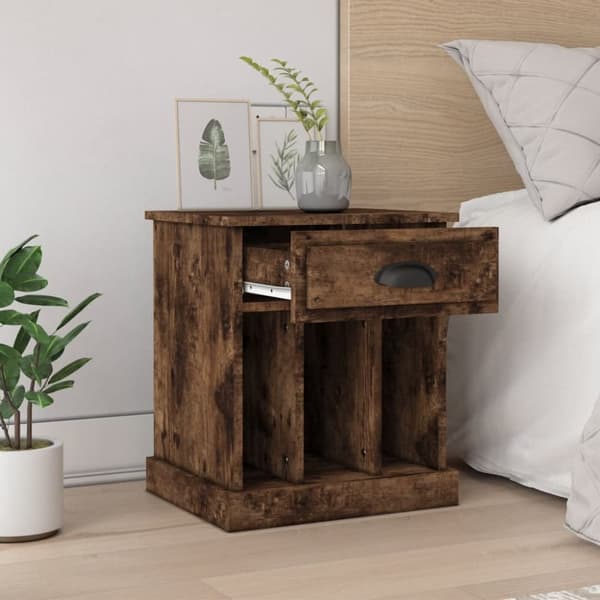 Sengeborde 2 stk. 43x36x50 cm røget egetræsfarve - Sengebord - Sengeborde - Home & Living