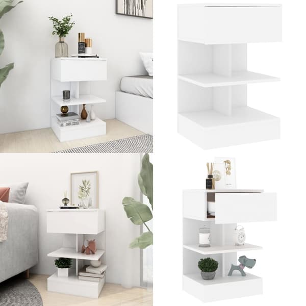 Sängbord vit 40x35x65 cm spånskiva - Sängskåp - Sängbord - Home & Living