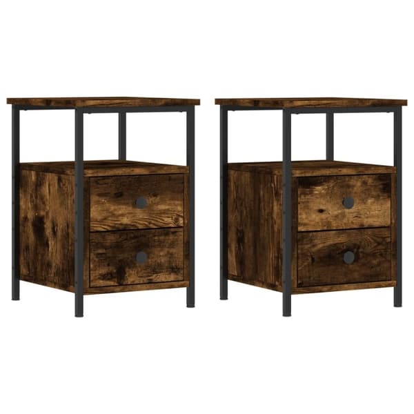 Sengeborde 2 stk. 34x35,5x50 cm røget egetræsfarve - Sengebord - Sengeborde - Home & Living